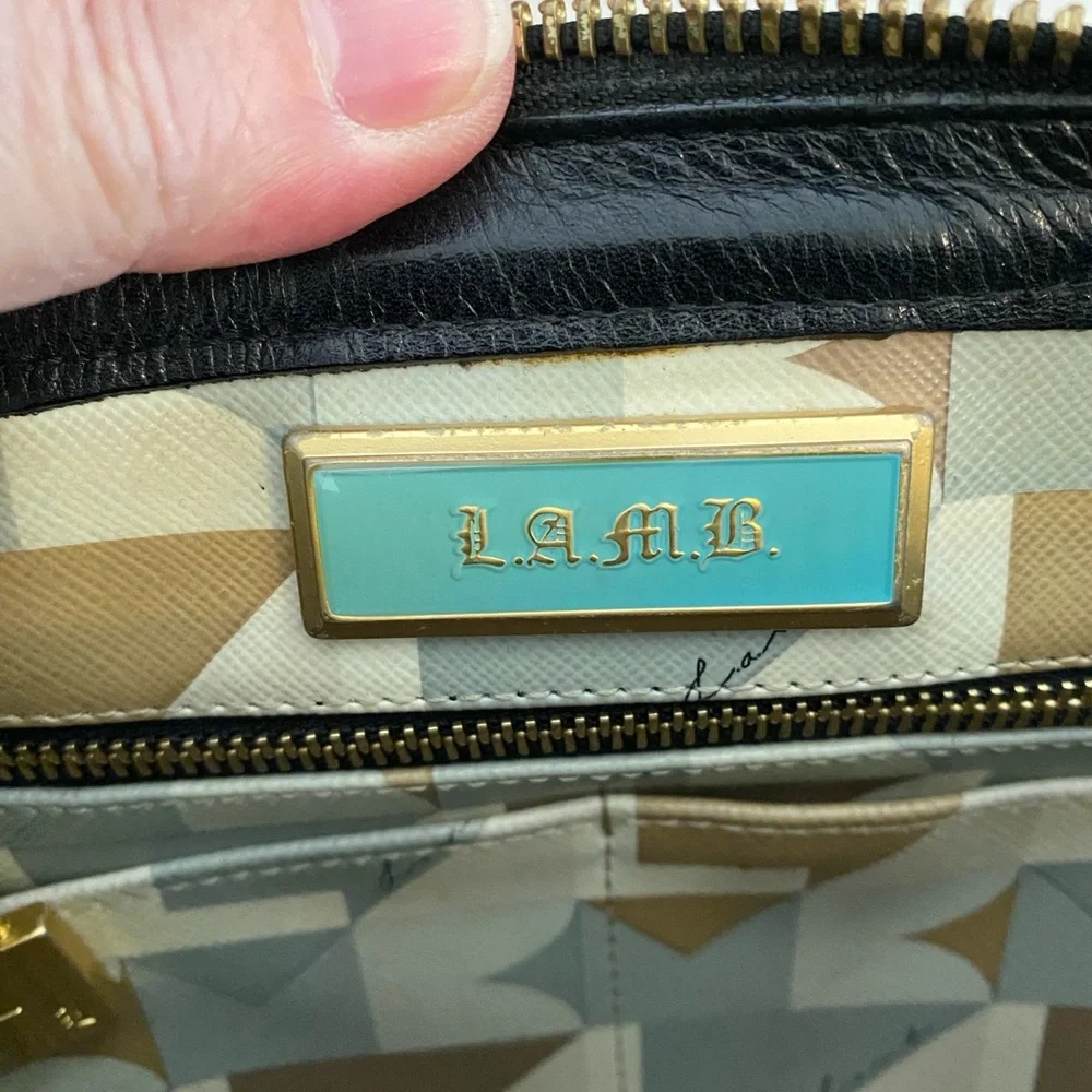 L.A.M.B Gwen Stefani Satchel Small Bag Leather,PVC,Geometric, Gold Hardware - Picture 8 of 16